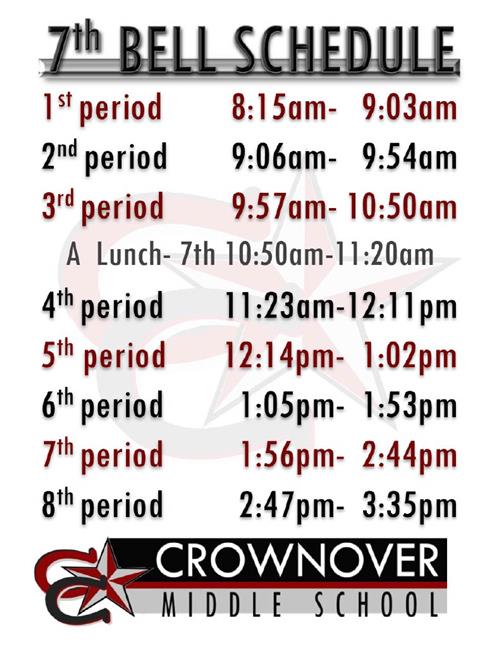 7th grade schedule